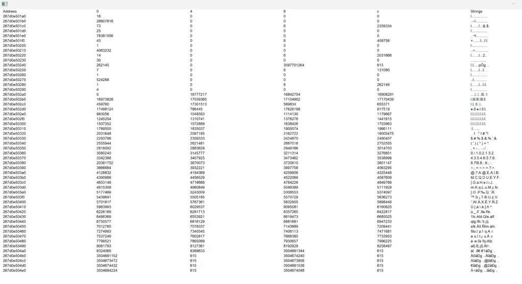 Speeder Scanner memory viewing window