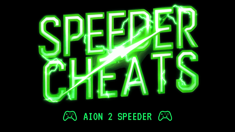 Neon green SPEEDER CHEATS banner with a diagonal slash and small game controller icons beside the text