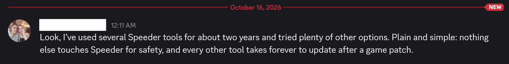 Comment praising Speeder tools on a dark UI after two years nothing else matches for safety and updates after patches